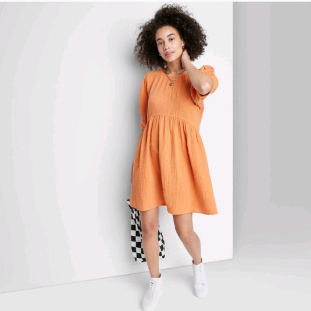 Ascot & Hart Women's Puff Elbow Sleeve A-line Dress